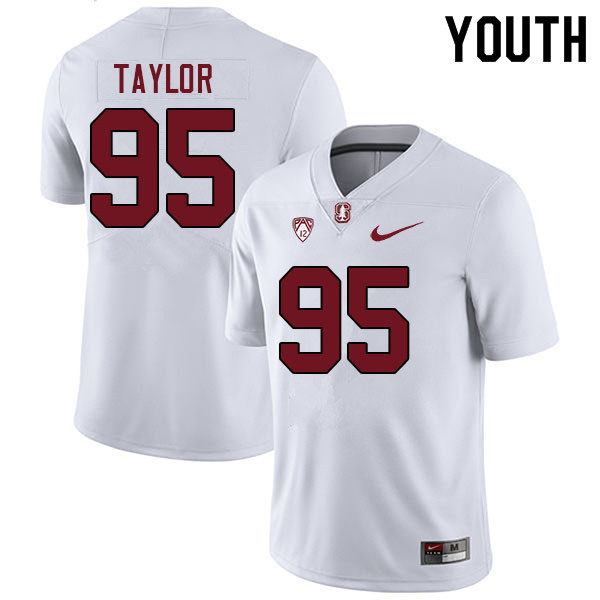 Youth #95 Aristotle Taylor Stanford Cardinal College Football Jerseys Sale-White - Click Image to Close